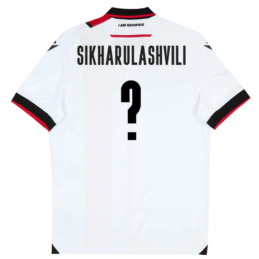 Danxen Hombre Camiseta Georgia Nika Sikharulashvili #0 Blanco Negro Rojo 1ª Equipación 26-28 La Camisa México