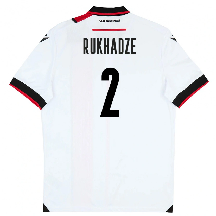 Danxen Hombre Camiseta Georgia Zurab Rukhadze #2 Blanco Negro Rojo 1ª Equipación 26-28 La Camisa México
