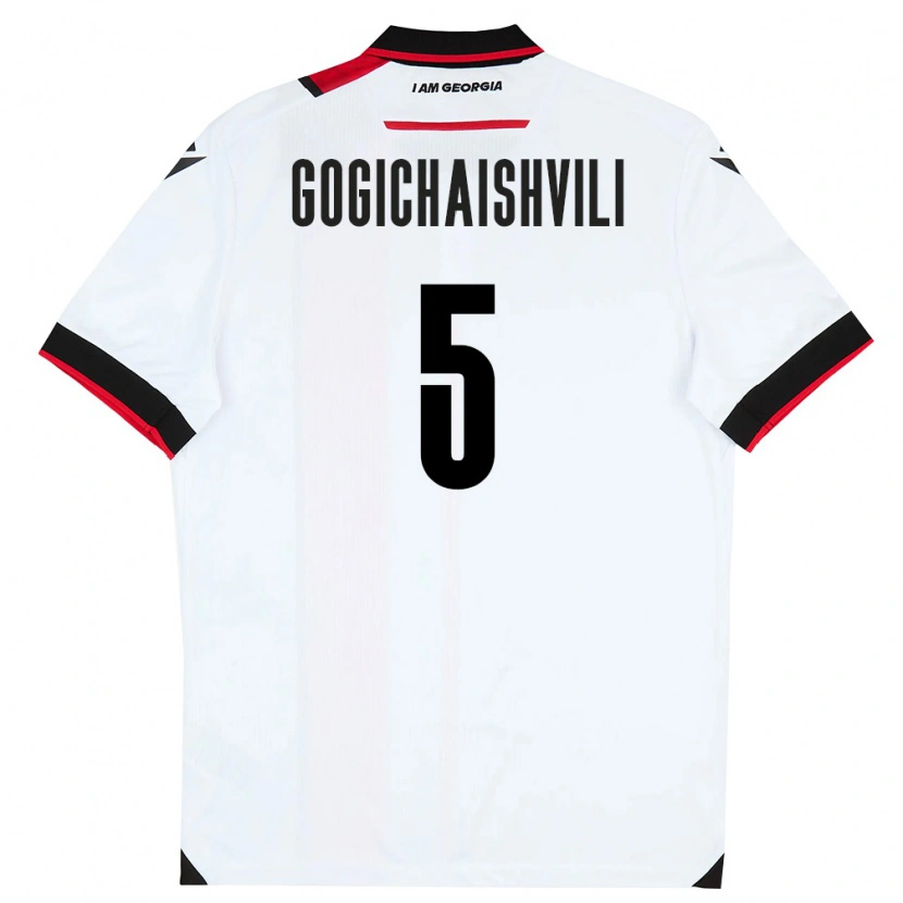 Danxen Hombre Camiseta Georgia Ioann Gogichaishvili #5 Blanco Negro Rojo 1ª Equipación 26-28 La Camisa México