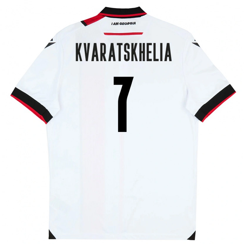 Danxen Hombre Camiseta Georgia Khvicha Kvaratskhelia #7 Blanco Negro Rojo 1ª Equipación 26-28 La Camisa México