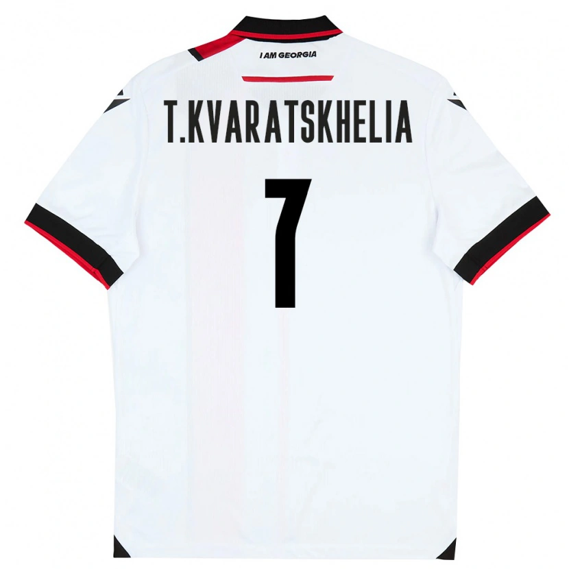 Danxen Hombre Camiseta Georgia Tornike Kvaratskhelia #7 Blanco Negro Rojo 1ª Equipación 26-28 La Camisa México