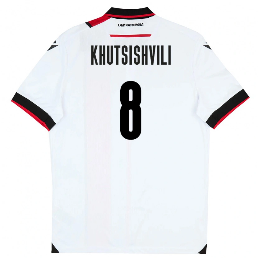 Danxen Hombre Camiseta Georgia Nikoloz Khutsishvili #8 Blanco Negro Rojo 1ª Equipación 26-28 La Camisa México
