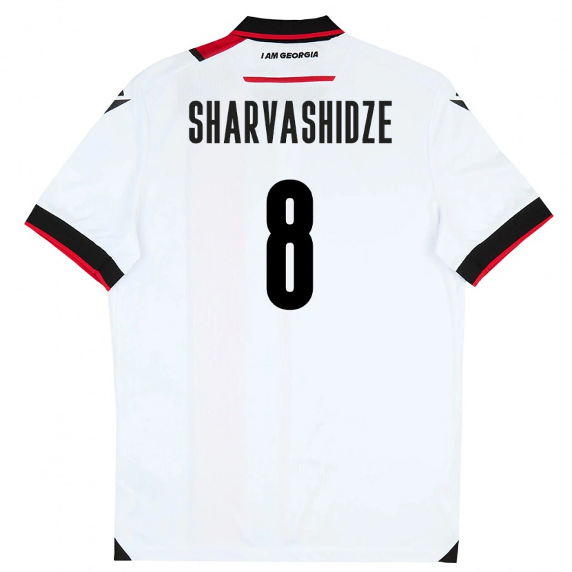 Danxen Hombre Camiseta Georgia Saba Sharvashidze #8 Blanco Negro Rojo 1ª Equipación 26-28 La Camisa México