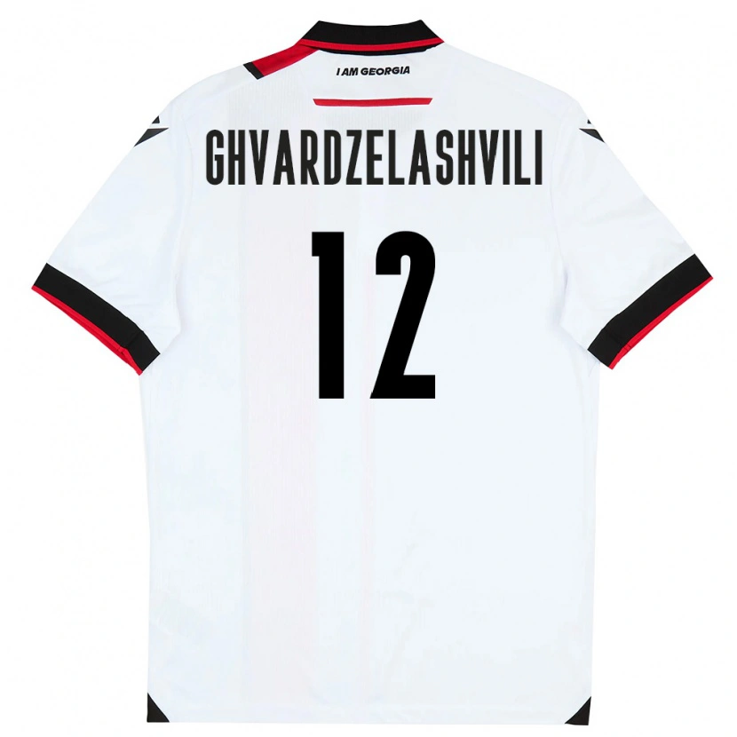 Danxen Hombre Camiseta Georgia Davit Ghvardzelashvili #12 Blanco Negro Rojo 1ª Equipación 26-28 La Camisa México