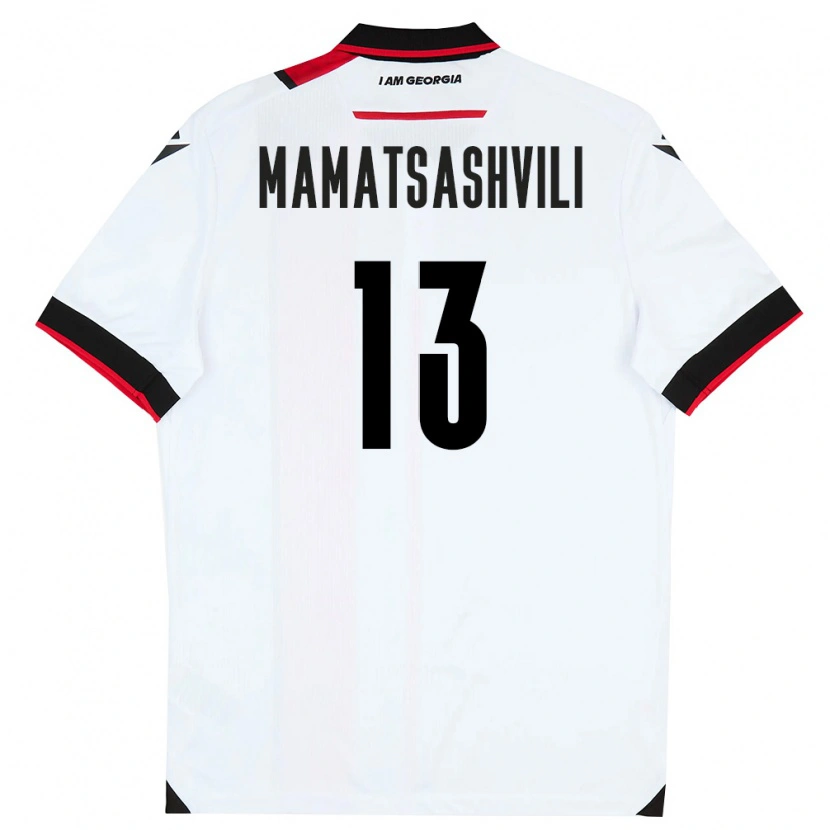 Danxen Hombre Camiseta Georgia Saba Mamatsashvili #13 Blanco Negro Rojo 1ª Equipación 26-28 La Camisa México