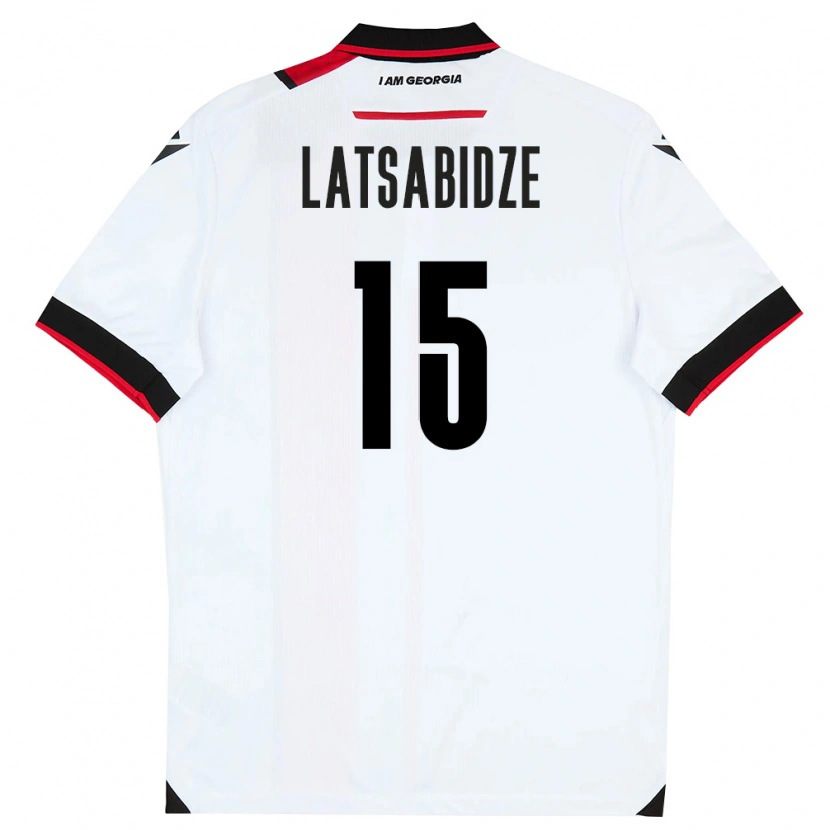 Danxen Hombre Camiseta Georgia Luka Latsabidze #15 Blanco Negro Rojo 1ª Equipación 26-28 La Camisa México