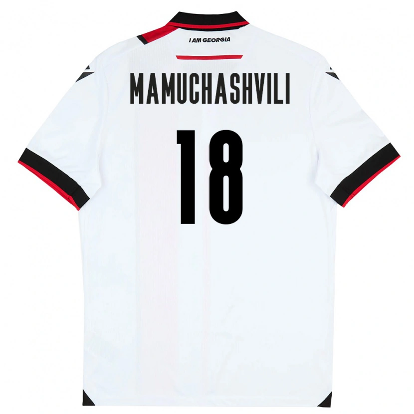 Danxen Hombre Camiseta Georgia Vladimer Mamuchashvili #18 Blanco Negro Rojo 1ª Equipación 26-28 La Camisa México