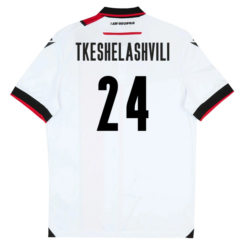 Danxen Hombre Camiseta Georgia Amiran Tkeshelashvili #24 Blanco Negro Rojo 1ª Equipación 26-28 La Camisa México