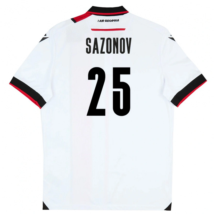 Danxen Hombre Camiseta Georgia Saba Sazonov #25 Blanco Negro Rojo 1ª Equipación 26-28 La Camisa México