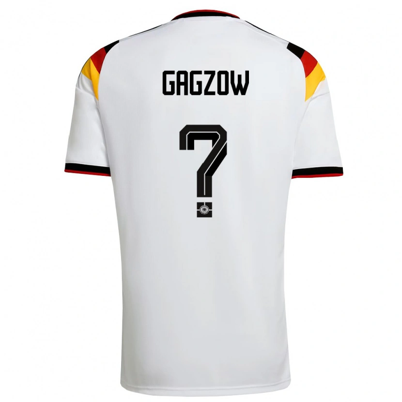 Danxen Hombre Camiseta Alemania Fritz Gagzow #0 Blanco Negro Rojo 1ª Equipación 26-28 La Camisa México