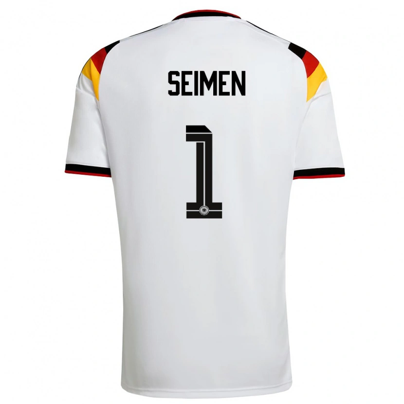 Danxen Hombre Camiseta Alemania Dennis Seimen #1 Blanco Negro Rojo 1ª Equipación 26-28 La Camisa México