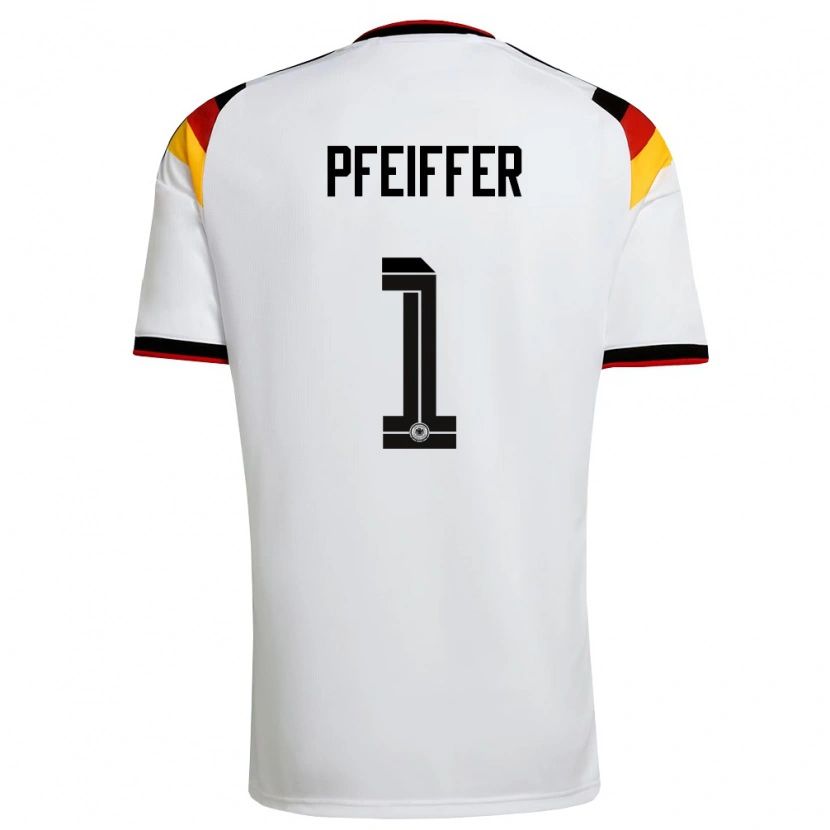 Danxen Hombre Camiseta Alemania Tim Pfeiffer #1 Blanco Negro Rojo 1ª Equipación 26-28 La Camisa México