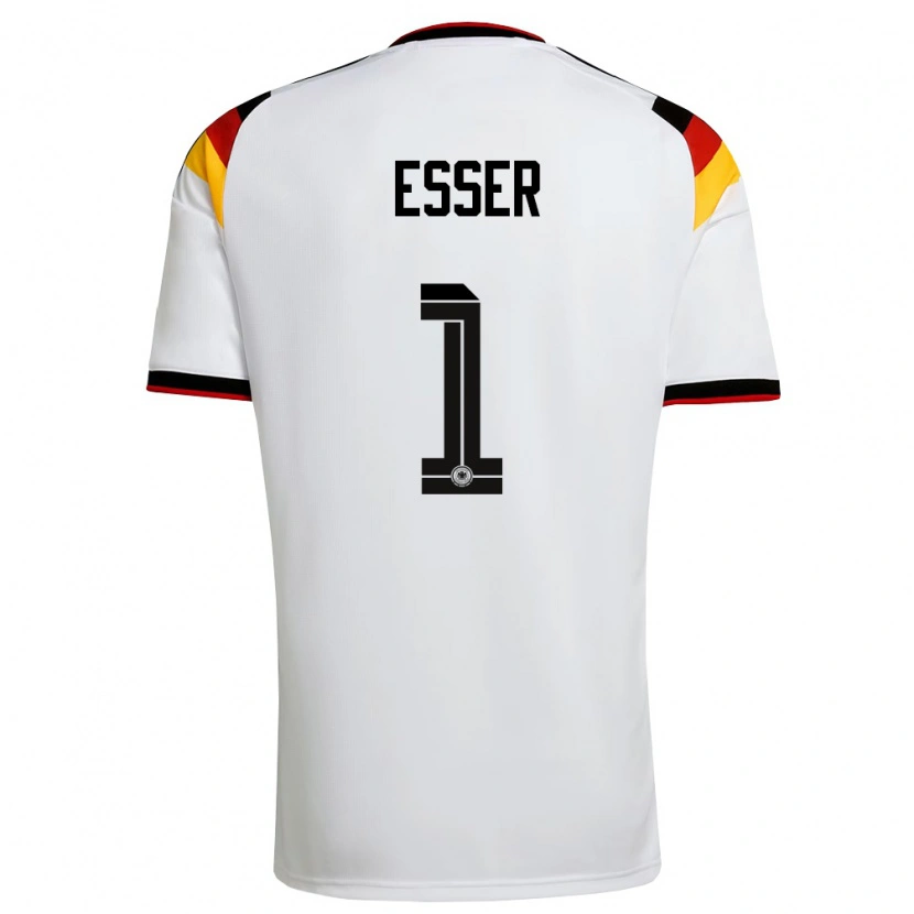 Danxen Hombre Camiseta Alemania Jacob Esser #1 Blanco Negro Rojo 1ª Equipación 26-28 La Camisa México