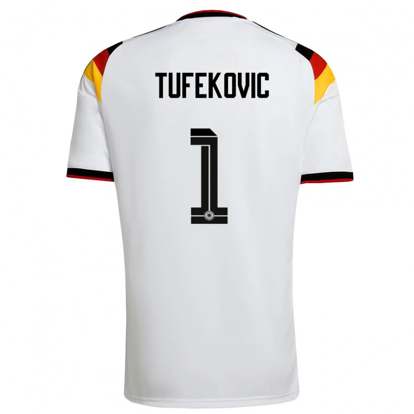Danxen Hombre Camiseta Alemania Martina Tufekovic #1 Blanco Negro Rojo 1ª Equipación 26-28 La Camisa México
