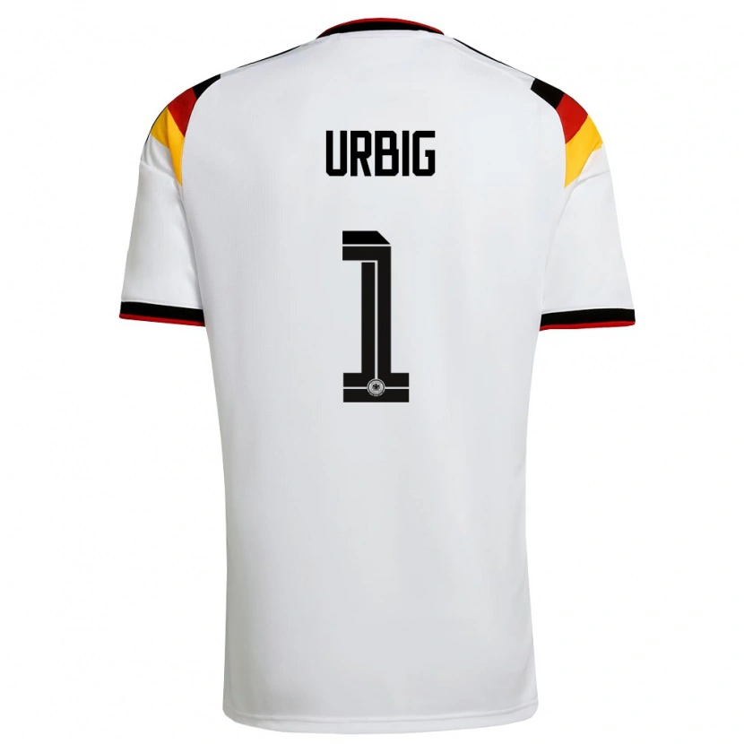 Danxen Hombre Camiseta Alemania Jonas Urbig #1 Blanco Negro Rojo 1ª Equipación 26-28 La Camisa México