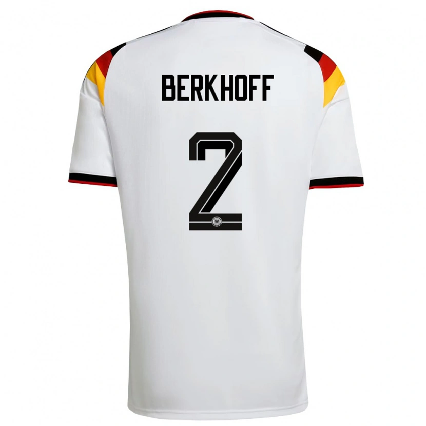 Danxen Hombre Camiseta Alemania Jonas Berkhoff #2 Blanco Negro Rojo 1ª Equipación 26-28 La Camisa México