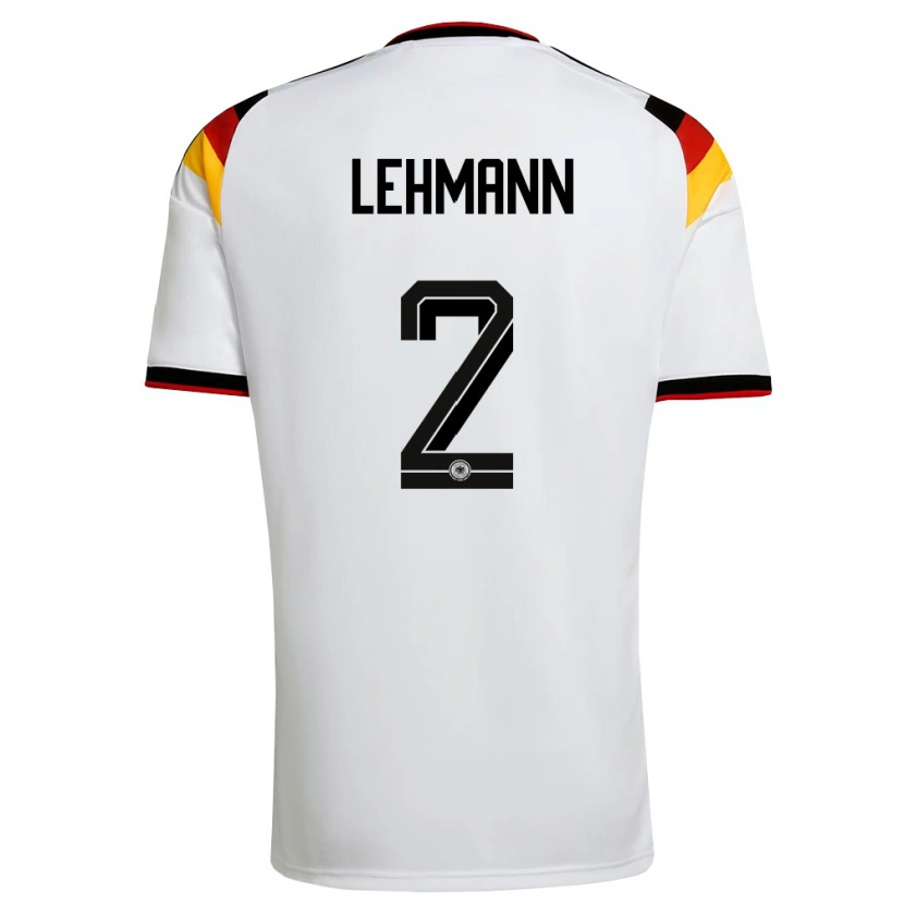 Danxen Hombre Camiseta Alemania Paul Lehmann #2 Blanco Negro Rojo 1ª Equipación 26-28 La Camisa México