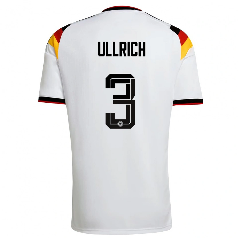 Danxen Hombre Camiseta Alemania Lukas Ullrich #3 Blanco Negro Rojo 1ª Equipación 26-28 La Camisa México