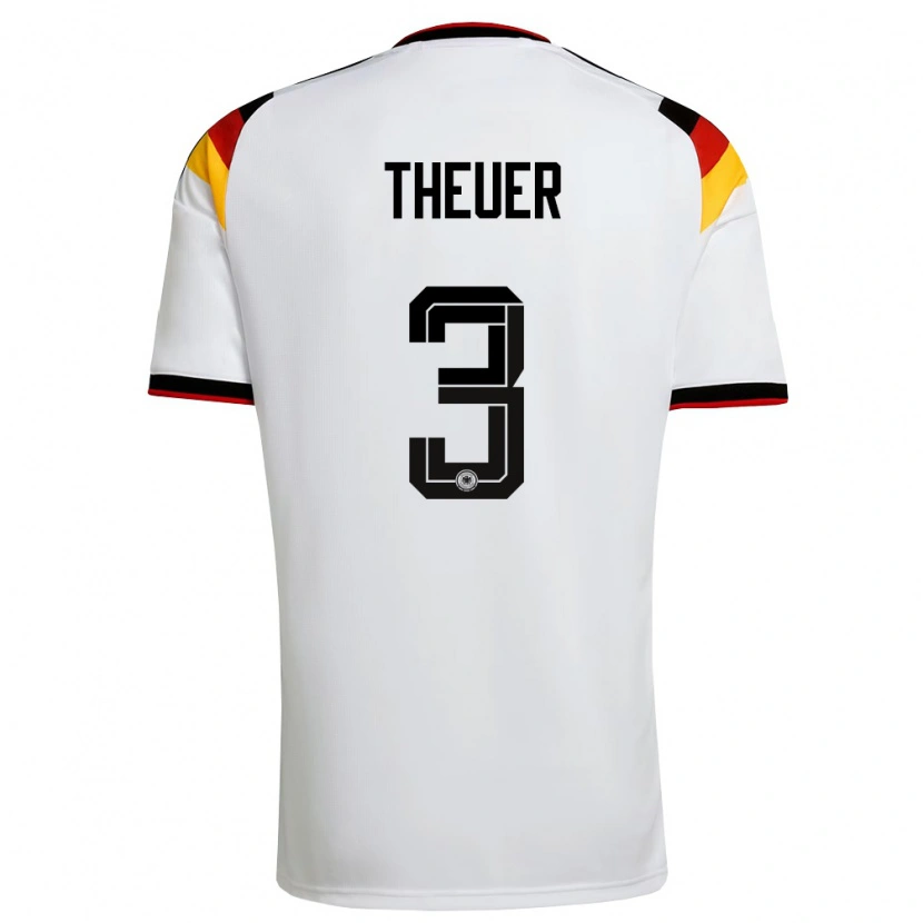 Danxen Hombre Camiseta Alemania Maximilian Theuer #3 Blanco Negro Rojo 1ª Equipación 26-28 La Camisa México