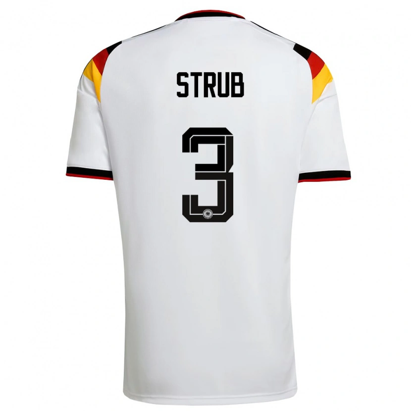 Danxen Hombre Camiseta Alemania Jona Strub #3 Blanco Negro Rojo 1ª Equipación 26-28 La Camisa México