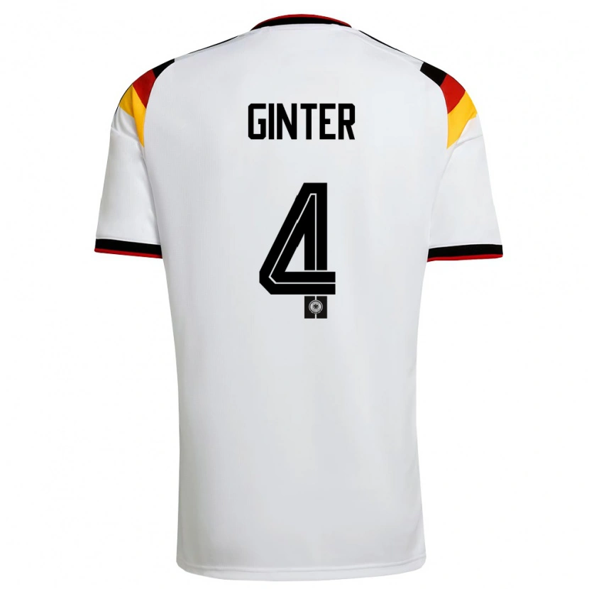 Danxen Hombre Camiseta Alemania Matthias Ginter #4 Blanco Negro Rojo 1ª Equipación 26-28 La Camisa México