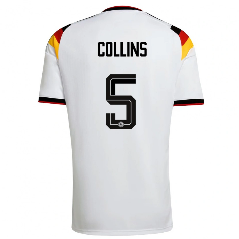 Danxen Hombre Camiseta Alemania Nnamdi Collins #5 Blanco Negro Rojo 1ª Equipación 26-28 La Camisa México