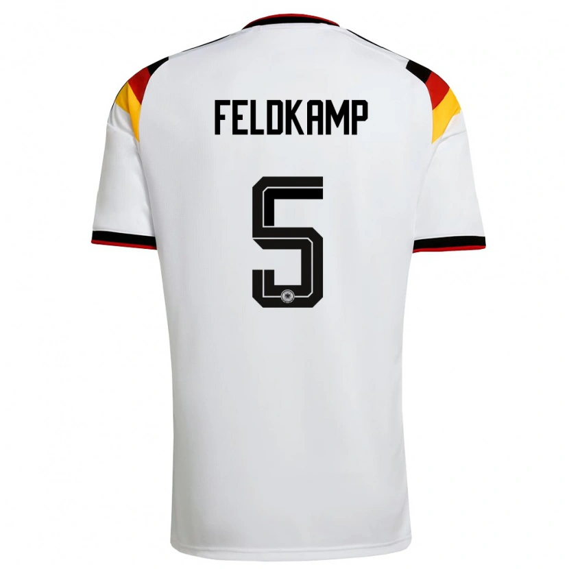 Danxen Hombre Camiseta Alemania Jana Feldkamp #5 Blanco Negro Rojo 1ª Equipación 26-28 La Camisa México