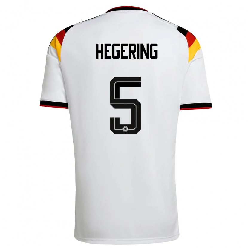 Danxen Hombre Camiseta Alemania Marina Hegering #5 Blanco Negro Rojo 1ª Equipación 26-28 La Camisa México