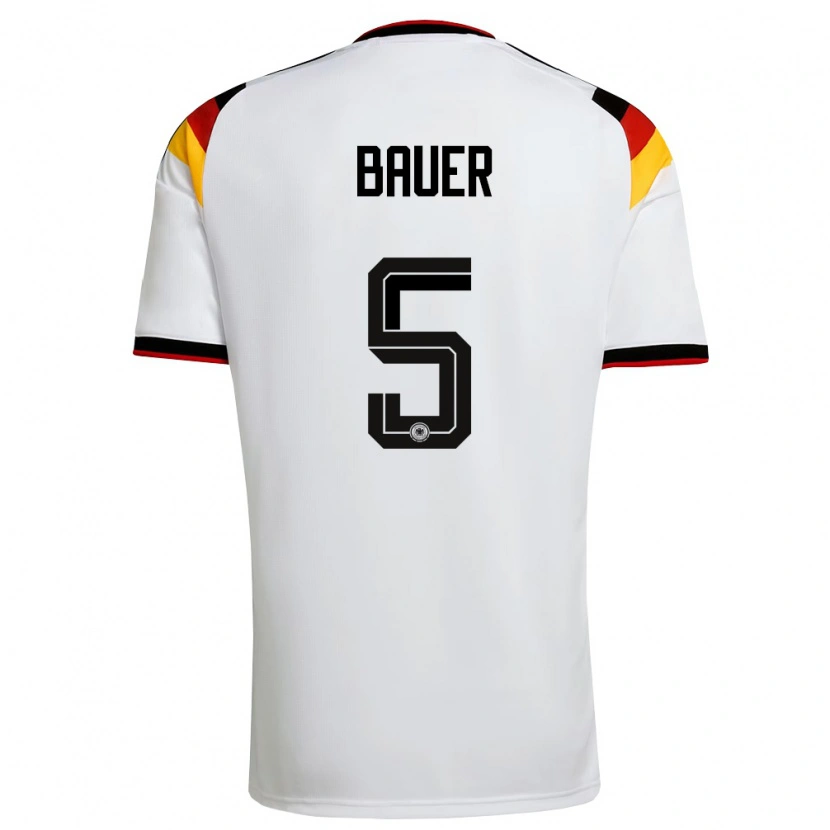 Danxen Hombre Camiseta Alemania Maximilian Bauer #5 Blanco Negro Rojo 1ª Equipación 26-28 La Camisa México