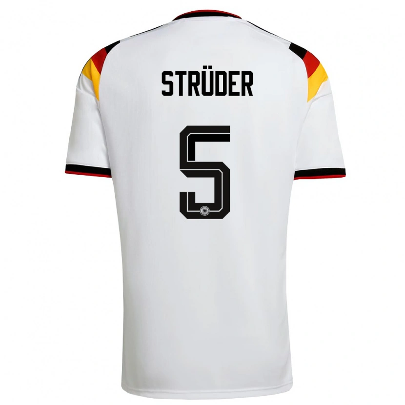 Danxen Hombre Camiseta Alemania Mika Strüder #5 Blanco Negro Rojo 1ª Equipación 26-28 La Camisa México