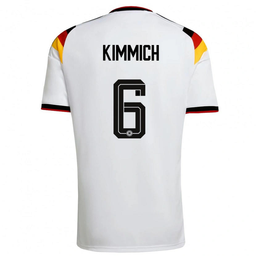 Danxen Hombre Camiseta Alemania Joshua Kimmich #6 Blanco Negro Rojo 1ª Equipación 26-28 La Camisa México