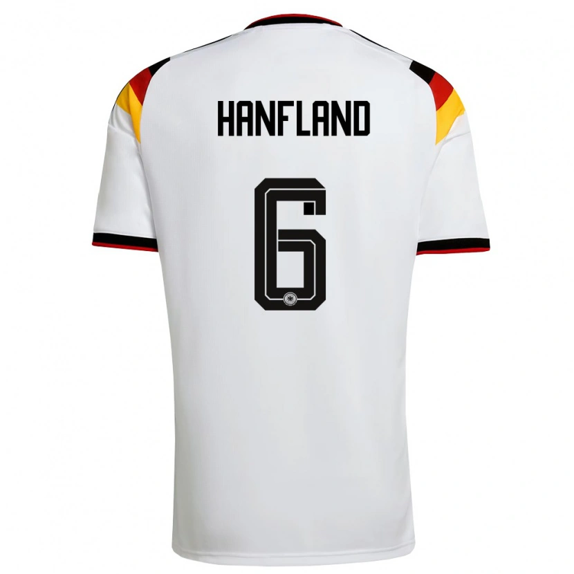 Danxen Hombre Camiseta Alemania Paul Hanfland #6 Blanco Negro Rojo 1ª Equipación 26-28 La Camisa México