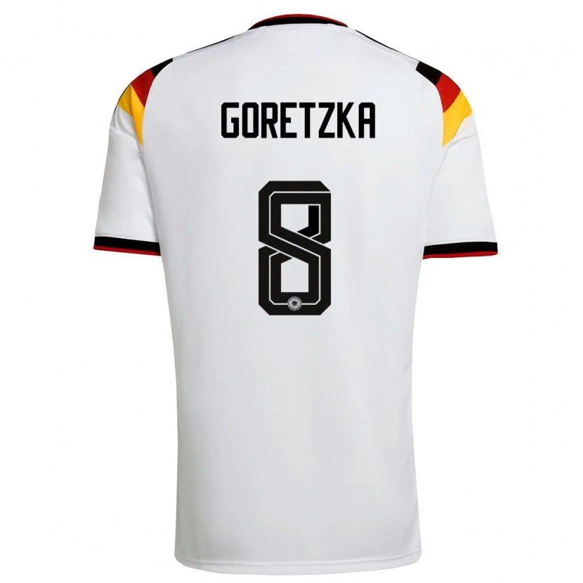 Danxen Hombre Camiseta Alemania Leon Goretzka #8 Blanco Negro Rojo 1ª Equipación 26-28 La Camisa México