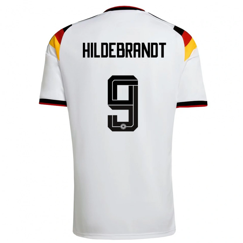 Danxen Hombre Camiseta Alemania Niklas Hildebrandt #9 Blanco Negro Rojo 1ª Equipación 26-28 La Camisa México