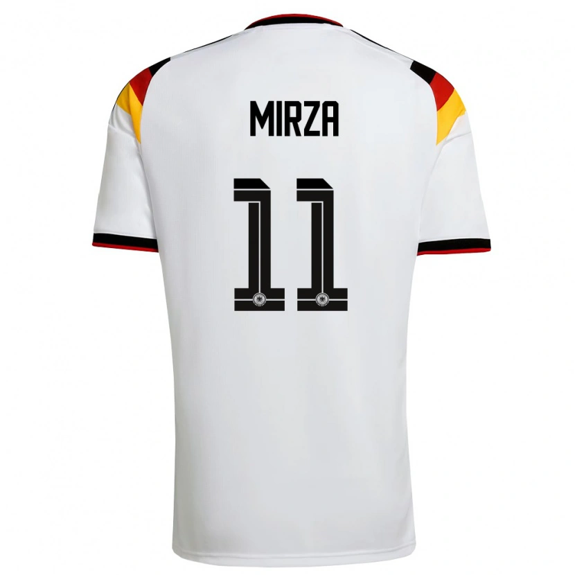 Danxen Hombre Camiseta Alemania Marwan-Omir Mirza #11 Blanco Negro Rojo 1ª Equipación 26-28 La Camisa México