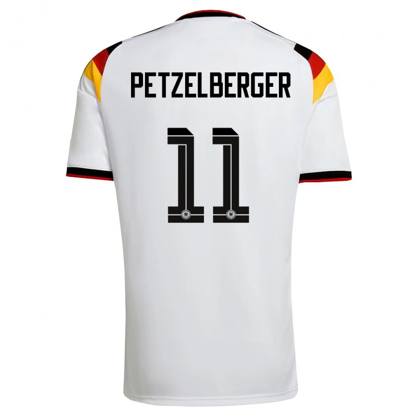 Danxen Hombre Camiseta Alemania Ramona Petzelberger #11 Blanco Negro Rojo 1ª Equipación 26-28 La Camisa México