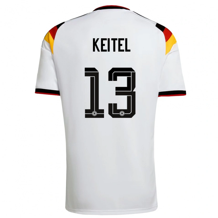 Danxen Hombre Camiseta Alemania Yannik Keitel #13 Blanco Negro Rojo 1ª Equipación 26-28 La Camisa México