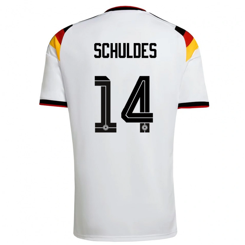 Danxen Hombre Camiseta Alemania Jamie Schuldes #14 Blanco Negro Rojo 1ª Equipación 26-28 La Camisa México