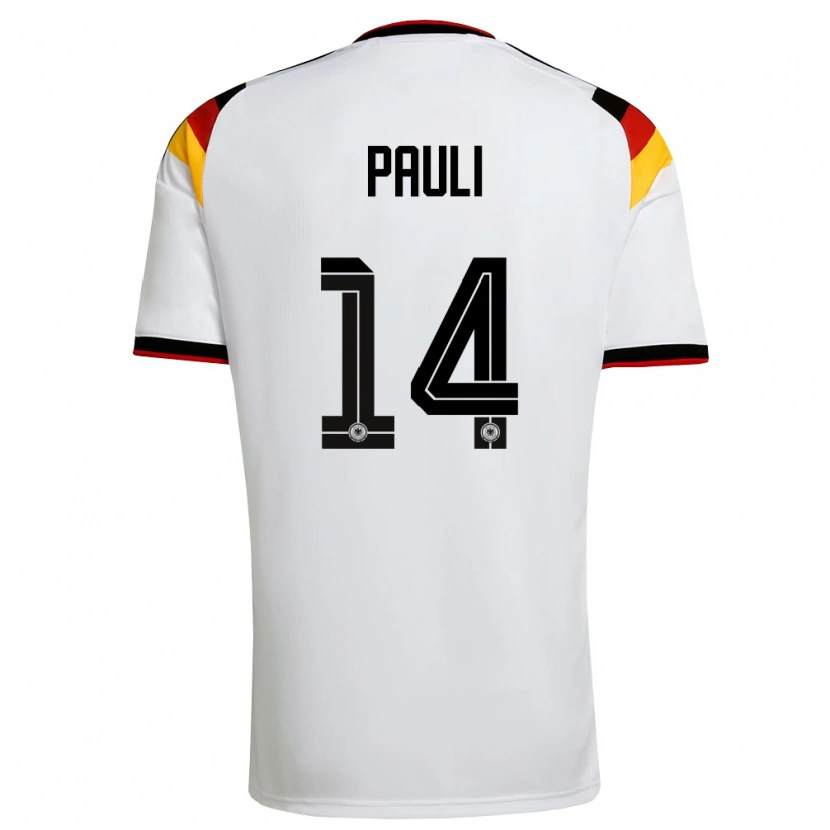 Danxen Hombre Camiseta Alemania Julian Pauli #14 Blanco Negro Rojo 1ª Equipación 26-28 La Camisa México