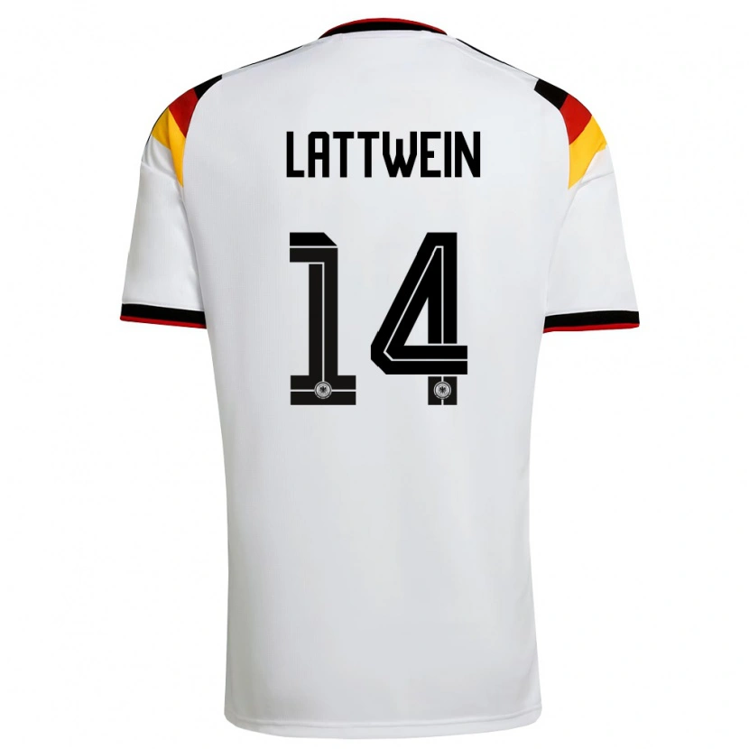 Danxen Hombre Camiseta Alemania Lena Lattwein #14 Blanco Negro Rojo 1ª Equipación 26-28 La Camisa México