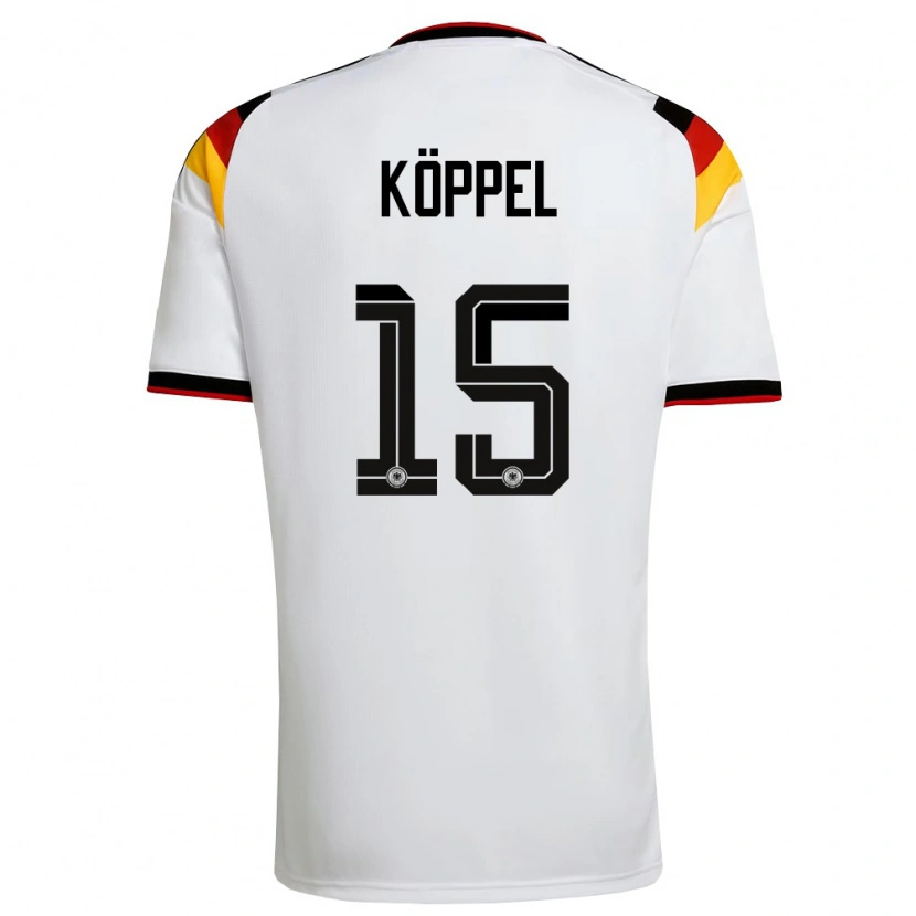 Danxen Hombre Camiseta Alemania Domenic Köppel #15 Blanco Negro Rojo 1ª Equipación 26-28 La Camisa México