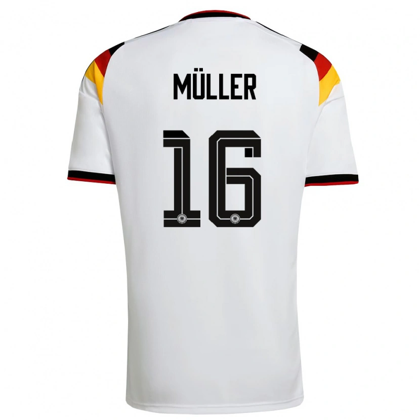 Danxen Hombre Camiseta Alemania Ruben Müller #16 Blanco Negro Rojo 1ª Equipación 26-28 La Camisa México