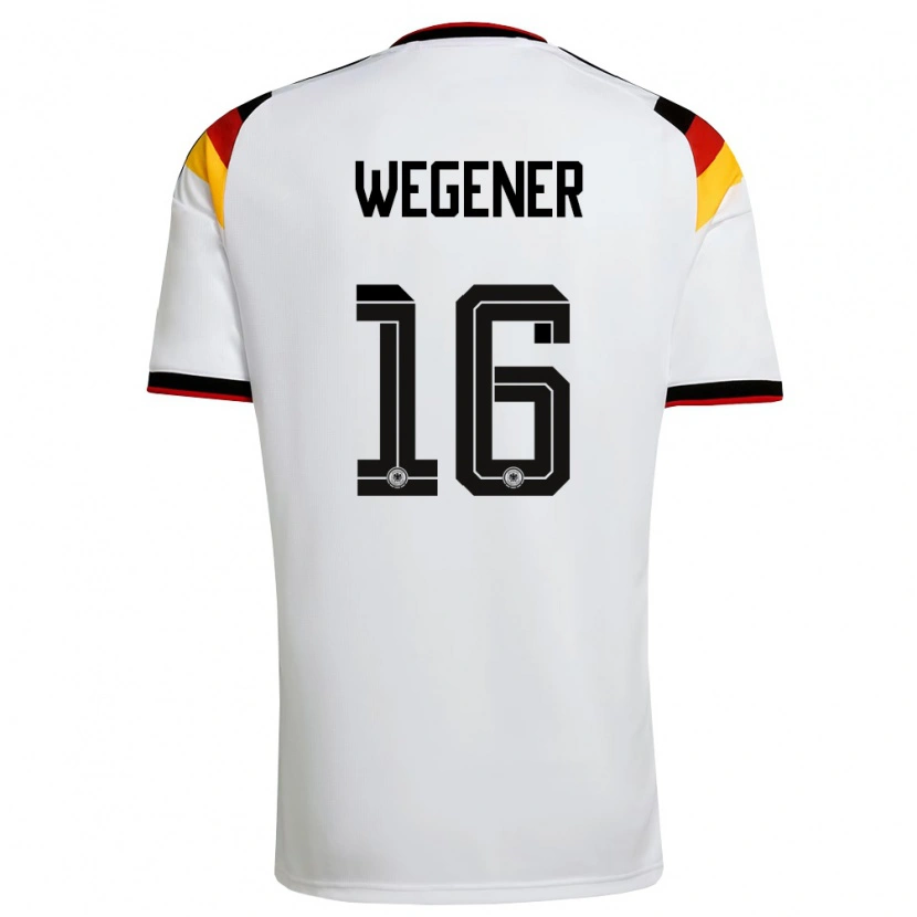 Danxen Hombre Camiseta Alemania Till Wegener #16 Blanco Negro Rojo 1ª Equipación 26-28 La Camisa México