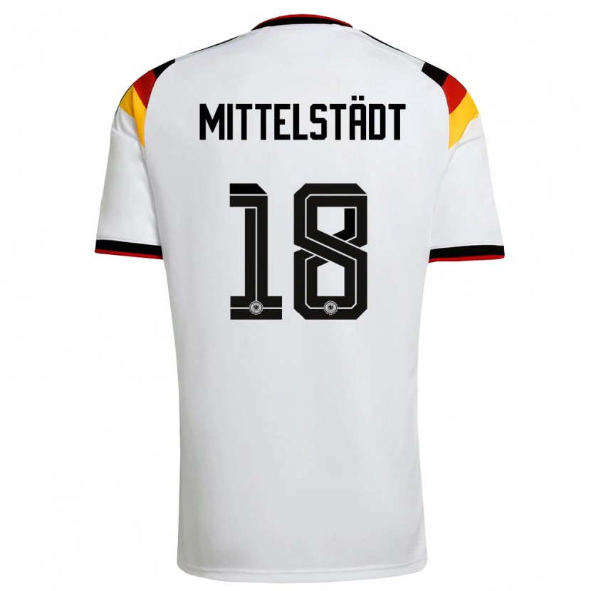 Danxen Hombre Camiseta Alemania Maximilian Mittelstädt #18 Blanco Negro Rojo 1ª Equipación 26-28 La Camisa México