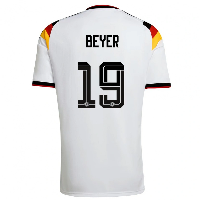 Danxen Hombre Camiseta Alemania Jordan Beyer #19 Blanco Negro Rojo 1ª Equipación 26-28 La Camisa México