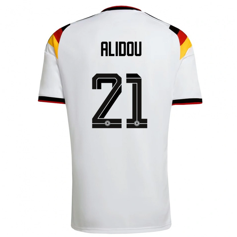 Danxen Hombre Camiseta Alemania Faride Alidou #21 Blanco Negro Rojo 1ª Equipación 26-28 La Camisa México