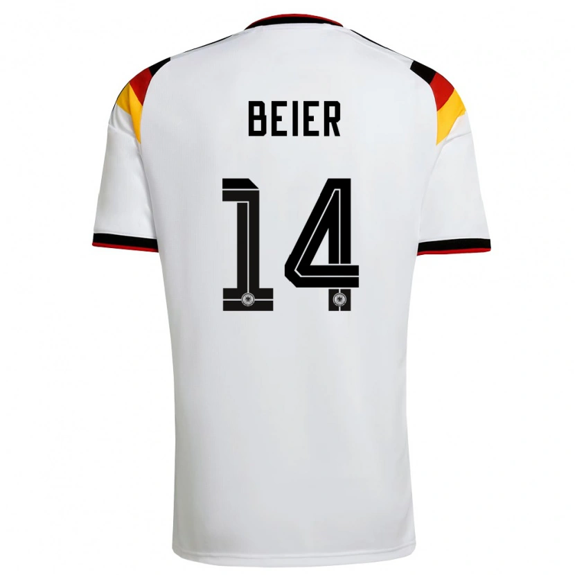 Danxen Hombre Camiseta Alemania Maximilian Beier #14 Blanco Negro Rojo 1ª Equipación 26-28 La Camisa México