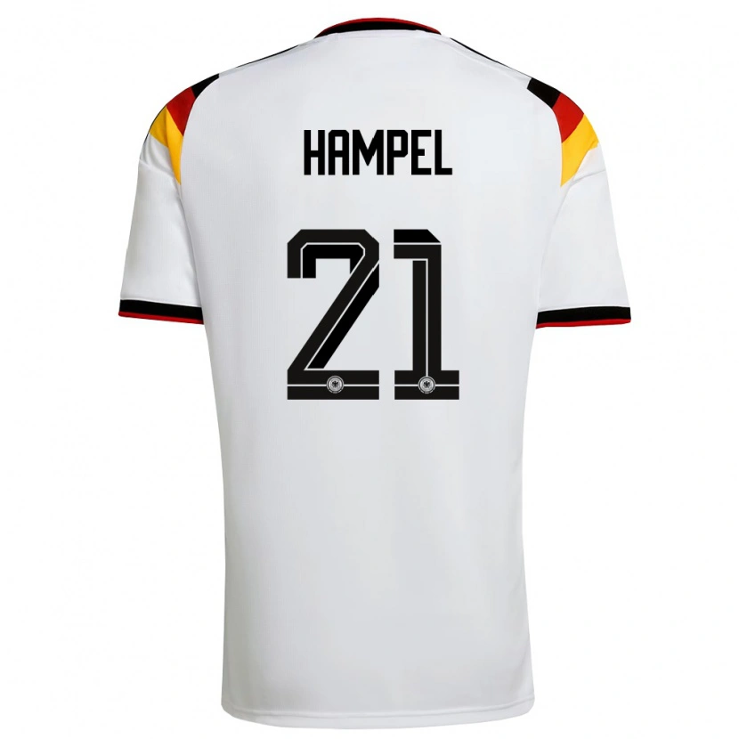 Danxen Hombre Camiseta Alemania Luca Hampel #21 Blanco Negro Rojo 1ª Equipación 26-28 La Camisa México