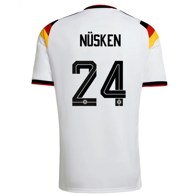 Danxen Hombre Camiseta Alemania Sjoeke Nusken #24 Blanco Negro Rojo 1ª Equipación 26-28 La Camisa México