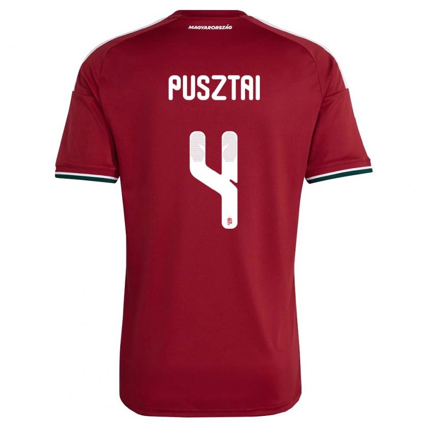 Danxen Hombre Camiseta Hungría Sára Pusztai #4 Rojo Blanco Verde 1ª Equipación 26-28 La Camisa México